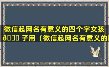 微信起网名有意义的四个字女孩 🐋 子用（微信起网名有意义的四个字女孩子用的名 🐘 字）